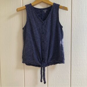 LOFT Navy and White Striped Tank Top